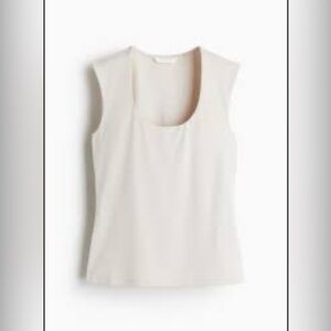 H&M Cream Sleeveless Scoop Neck Top | Size M